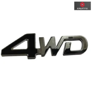 4WD 3D Metal Car Stickers for Cars, Red Silver & Black Silver Variants with Adhesive, Universal, 12.5x3x0.3 cm, Black Silver, Pack of 1