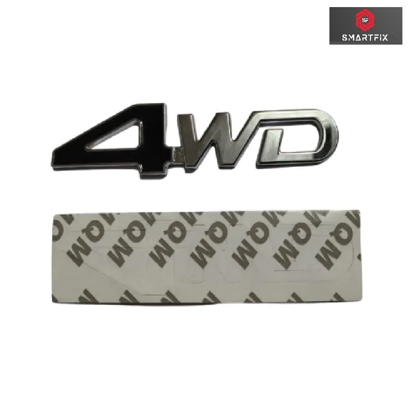 4WD 3D Metal Car Stickers for Cars, Red Silver & Black Silver Variants with Adhesive, Universal, 12.5x3x0.3 cm, Black Silver, Pack of 1 - Image 4