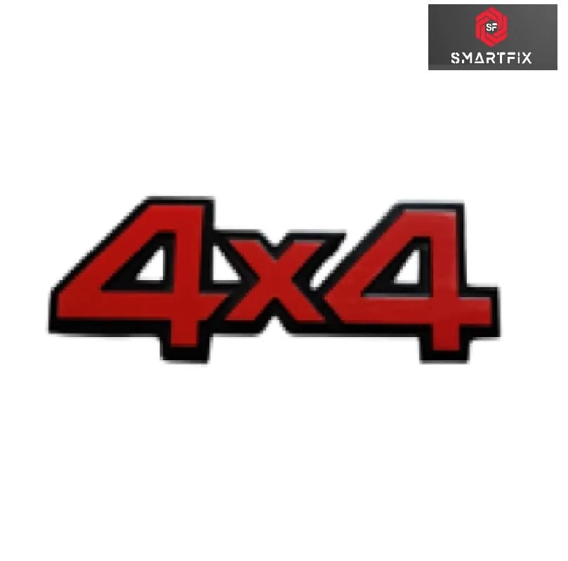 4X4 3D Metal Sticker Badge, Car Monogram Logo, Chrome, 14X4.5X0.3 CM,with Adhesive, Red, Universal,4X4 Vehicle, Pack of 1