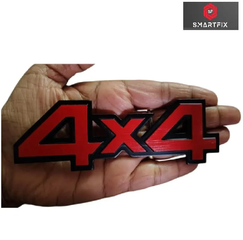 4X4 3D Metal Sticker Badge, Car Monogram Logo, Chrome, 14X4.5X0.3 CM,with Adhesive, Red, Universal,4X4 Vehicle, Pack of 1 - Image 3