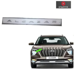 Alcazar 3D Bonnet Letters 3D Alphabets Chrome,Alcazar Car Accessories, Car Monogram Logo, Sticker, Silver, Pack of 1