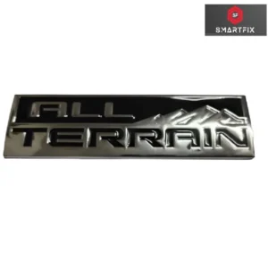 All Terrain Metal 3D Badge Car Monogram Sticker Logo with Adhesive, Universal, Silver Black, 13x3.5x0.5 cm (Pack of 1)