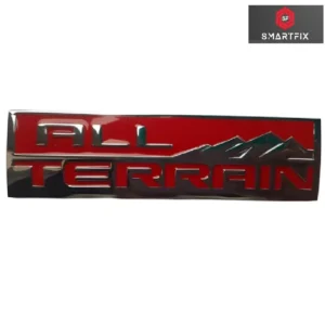 All Terrain Metal 3D Badge Car Monogram Sticker Logo with Adhesive, Universal, Silver Red,13x3.5x0.5 cm (Pack of 1)