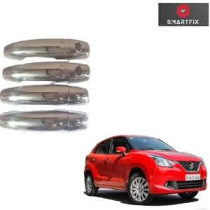 Maruti Suzuki Baleno 2015 Onwards Sensor Catch Cover with Sensor Hole Door Handle Cover/Protector, Chrome Finish, Silver, ABS Material, Set of 4 Pcs