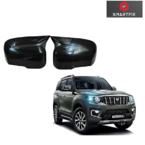 Batman Style Car Side Mirror Covers Compatible for Scorpio N, Glossy Black Colour ABS Material, Set of 2 (Doesn't Comes with Mirrors)
