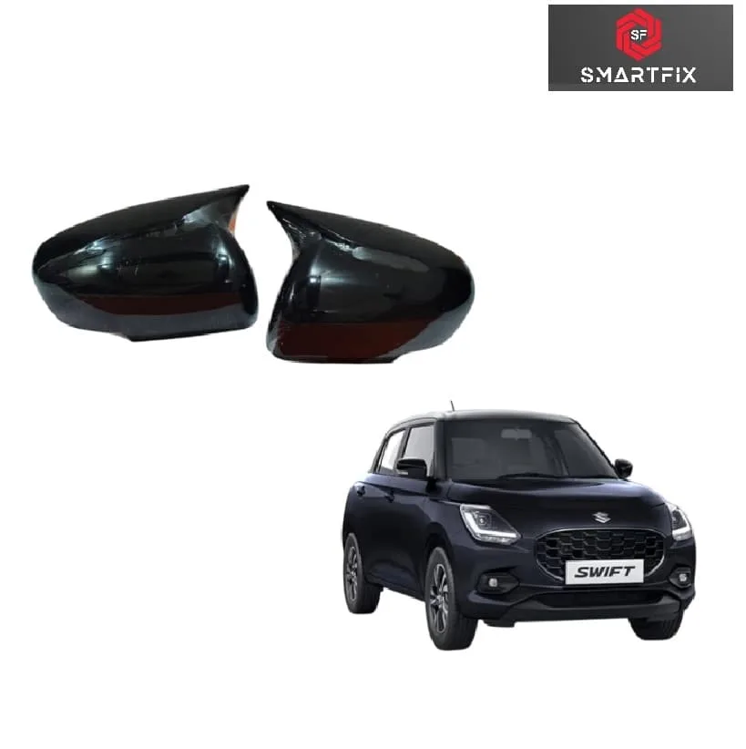 Batman Style Car Side Mirror Covers Compatible for Swift 2018-2025, Black ABS Material, Set of 2
