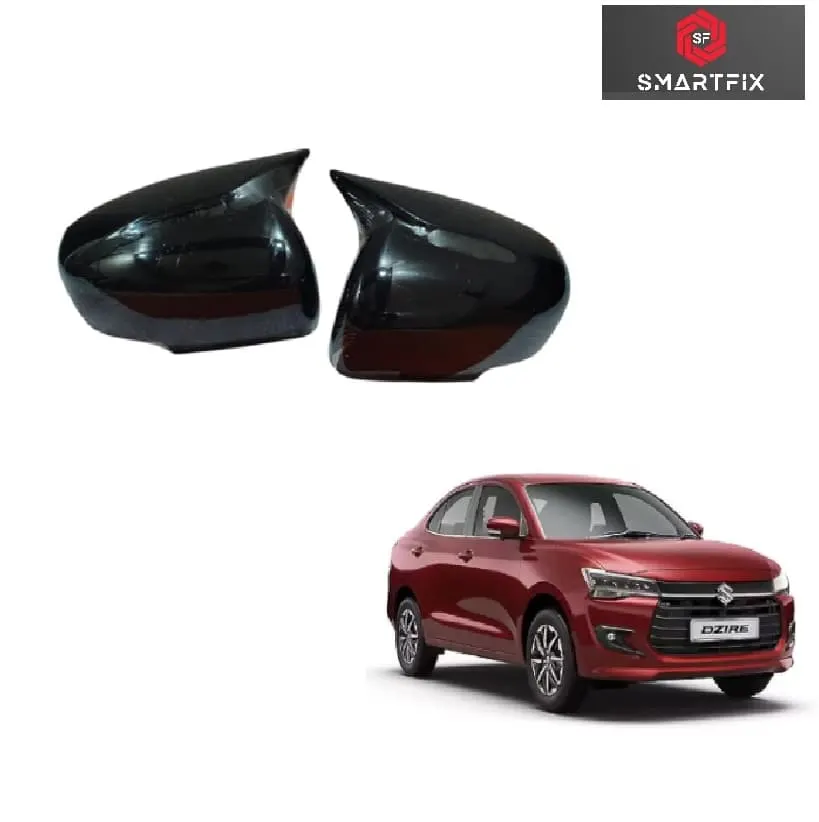 Batman Style Car Side Mirror Covers Compatible for Swift Dzire 2017-2025, Black ABS Material, Set of 2