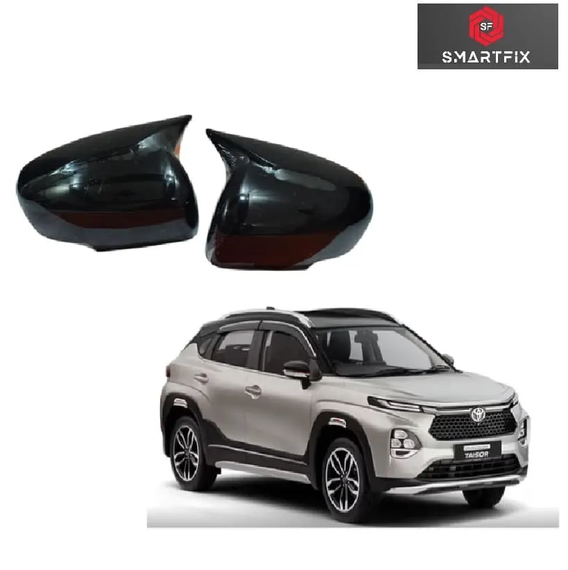 Batman Style Car Side Mirror Covers Compatible for Toyota Taisor 2024, Black ABS Material, Set of 2