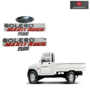 Monogram Badge for Mahindra Bolero Maxitruck Plus, 3D Letter Emblem Logo, Chrome, Set of 2