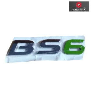 BS6 3D Emblem Badge, Metal Car Sticker, Car Monogram, Alphabets Logo, Silver and Green, Universal ,with Adhesive Back, Pack of 1