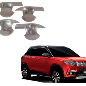 Finger Bowl for Maruti Suzuki Brezza 2015 Onwards Models, Finger Bowl Cover/Guard, Finger Grip, Chrome Finish, ABS Material, Silver, 1 Set of 4 Pcs