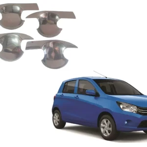 Finger Bowl for Maruti Suzuki Celerio 2013-2017, Finger Bowl Guard/Cover, Celerio Old Model Finger Grip, Chrome Finish, ABS Material, Silver, 1 Set of 4Pcs