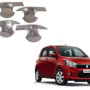 Finger Bowl for Maruti Suzuki Celerio 2017-2021, Finger Bowl Cover/Guard, Finger Grip, Chrome Finish, ABS Material, Silver, 1 Set of 4Pcs