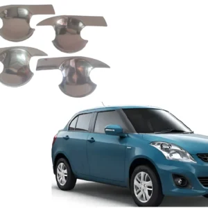 Finger Bowl for Maruti Suzuki Dzire 2012, Finger Bowl Cover/Guard, Finger Grip, Chrome Finish, ABS Material, Silver, 1 Set of 4Pcs