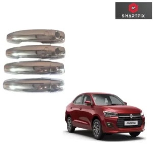 Maruti Suzuki DZIRE 2020 Sensor Catch Cover with Sensor Hole Door Handle Cover/Protector, Chrome Finish, Silver, ABS Material, Set of 4 Pcs