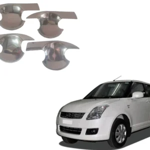 Finger Bowl for Maruti Suzuki Dzire Old Model, Finger Bowl Cover/Guard, Finger Grip, Chrome Finish, ABS Material, Silver, 1 Set of 4Pcs