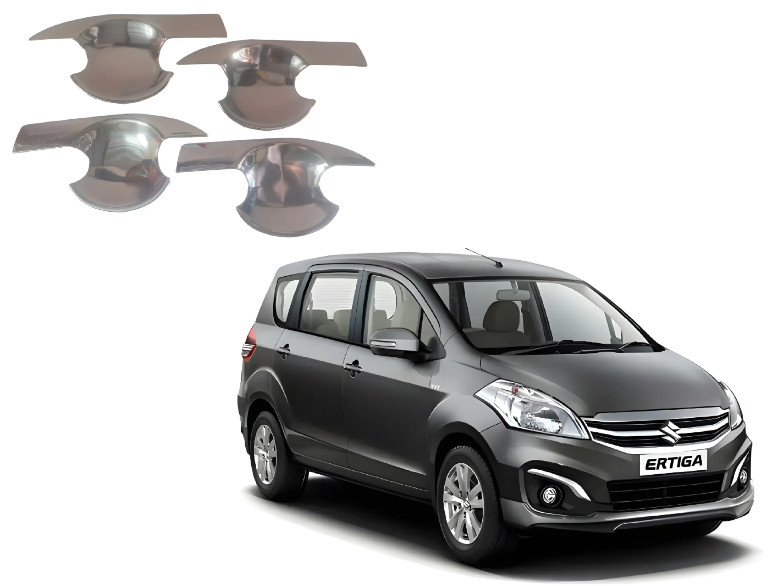 Finger Bowl for Maruti Suzuki Ertiga 2015, Door Handle Bowl, Finger Grip, Chrome Finish, ABS Material, Silver, 1 Set of 4Pcs