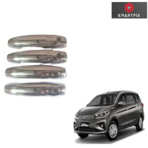 Maruti Suzuki Ertiga 2018 Sensor Catch Cover with Sensor Hole Door Handle Cover/Protector, Chrome Finish, Silver, ABS Material, Set of 4 Pcs
