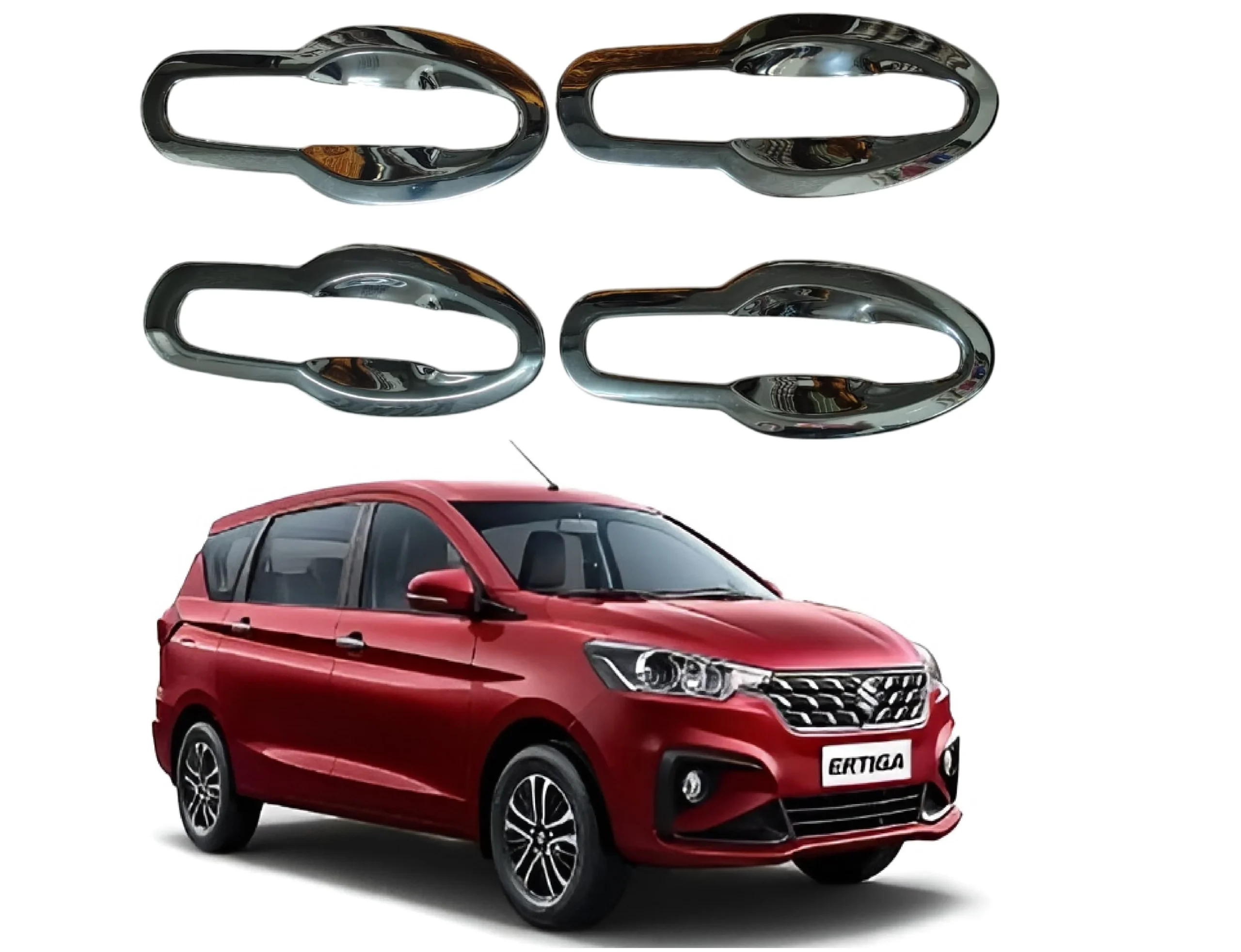 Finger Guards for Maruti Suzuki Ertiga 2018-2025, Silver, Finger Bowl, 1 Set of 4 Pcs, with Adhesive Back