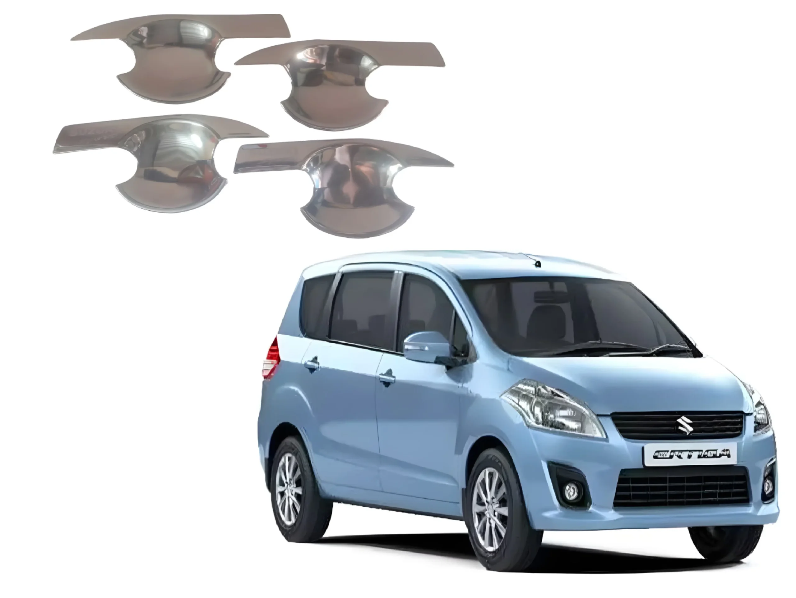 Finger Bowl for Maruti Suzuki Ertiga 2012, Door Handle Bowl, Finger Grip, Chrome Finish, ABS Material, Silver, 1 Set of 4Pcs