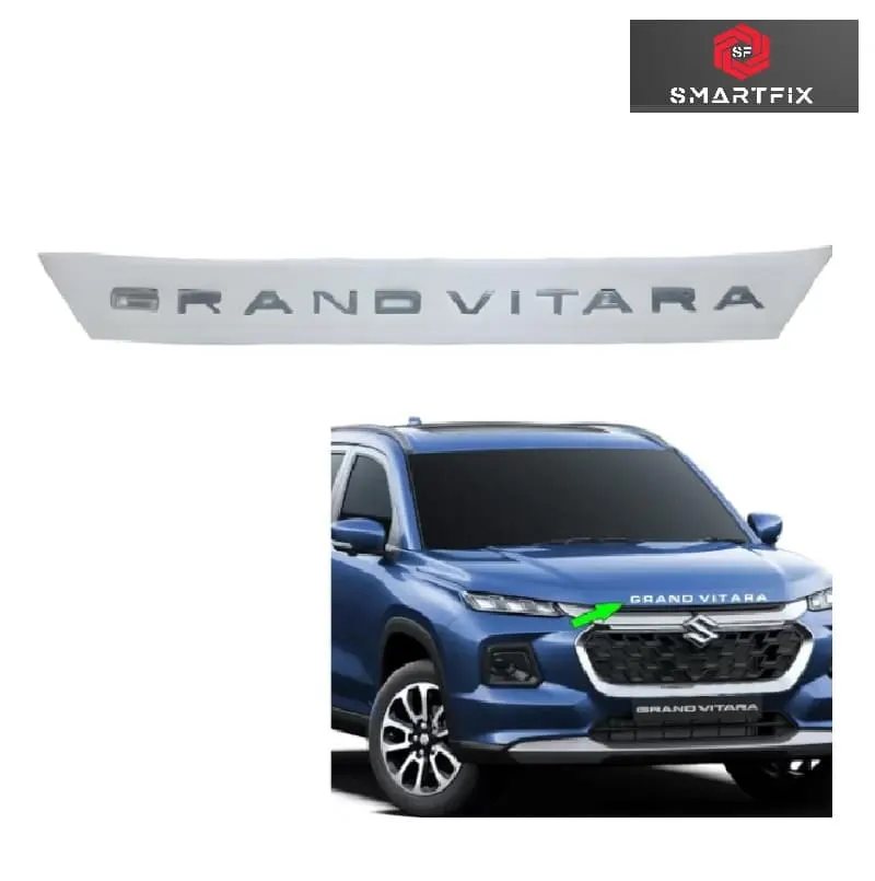 Grand Vitara Car 3D Bonnet Letter Alphabets Names Chrome, Maruti Suzuki Grand Vitara Car Exterior Accessories, Car Monogram, Logo, Silver, Pack of 1