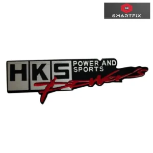 HKS Power Metal 3D Badge Car Monogram Sticker Logo, Universal, 11.5x2.5x0.5 cm, Pack of 1, White Red