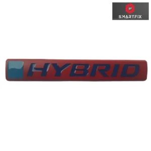 Hybrid Red Badge Car Monogram Sticker for All Hybrid Cars, Universal, Metal, Pack of 1 Red Color with Blue Text
