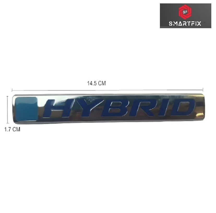 Hybrid Silver Badge Car Monogram Sticker for All Hybrid Cars, Universal, Metal(Pack of 1 Silver Colour with Blue Text) - Image 3