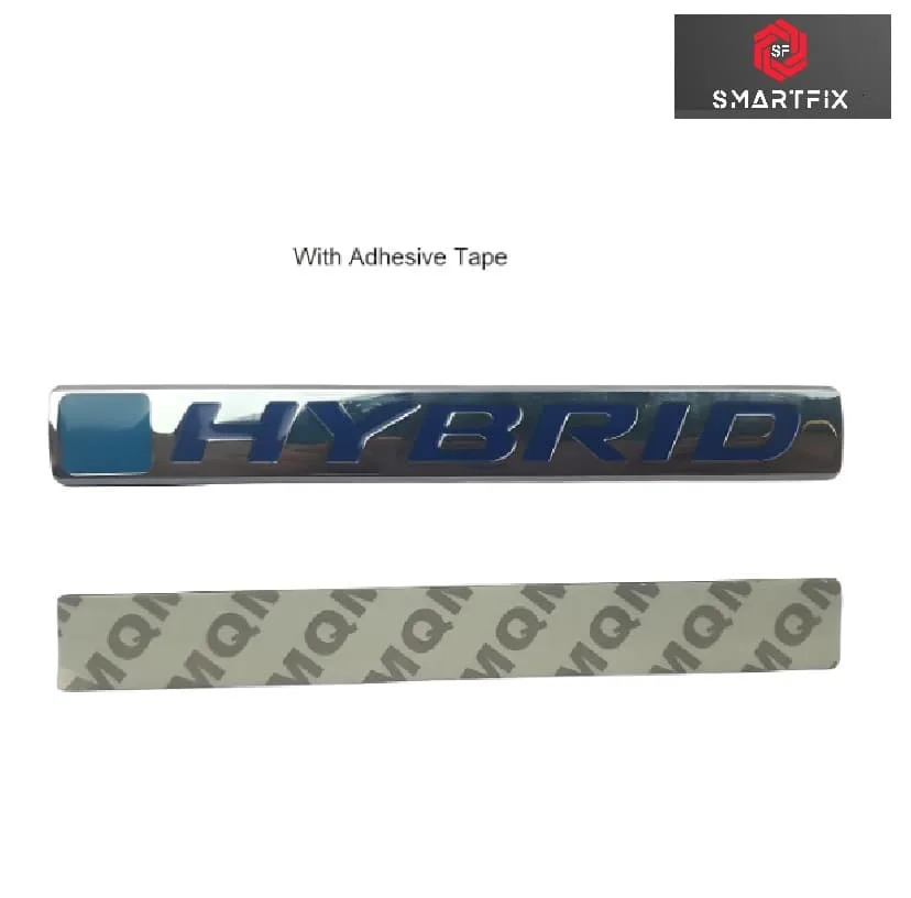 Hybrid Silver Badge Car Monogram Sticker for All Hybrid Cars, Universal, Metal(Pack of 1 Silver Colour with Blue Text) - Image 4