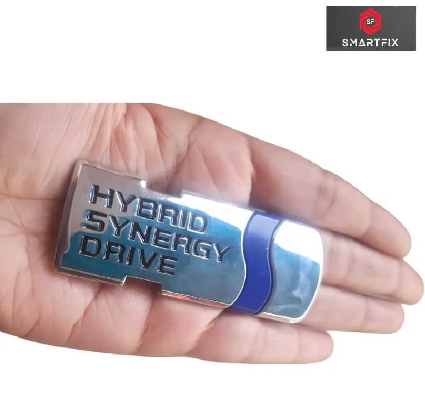 Hybrid Synergy Drive Badge Car Monogram Sticker for All Cars, Universal, Metal, Silver Pack of 1