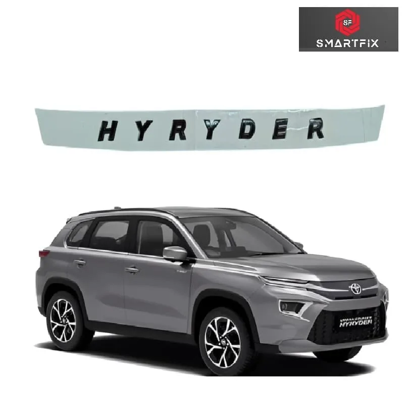 HYRYDER 3D Bonnet Letter Alphabets Logo Emblem Sticker, Chrome, Black, Universal, Pack of 1 (Black)