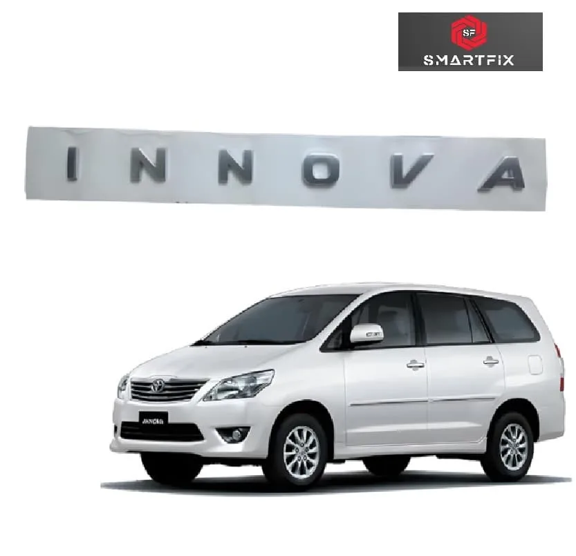 INNOVA 3D Bonnet Letter Chrome Alphabets Sticker Logo, Innova Car Accessories, Silver, Pack of 1 with Self Adhesive