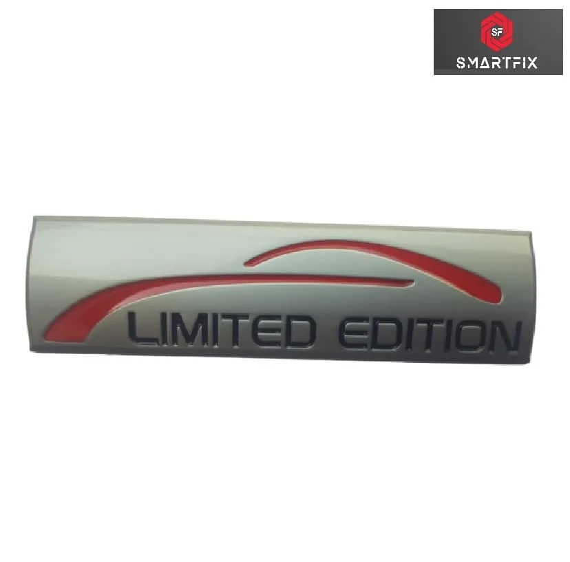 Limited Edition 3D Car Badge Monogram Sticker, Metal, Universal, 9x2.5x0.5 cm, Grey