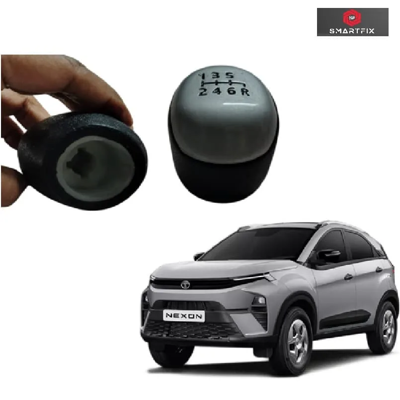 Heavy Duty Gear Lever Knob/Shifter Knob For Tata Nexon, 6 Speed, Black/Grey, Pack of 1