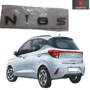 NIOS 3D Letters Alphabets Chrome, Silver Blue, with Adhesive, Compatible for Hyundai NIOS