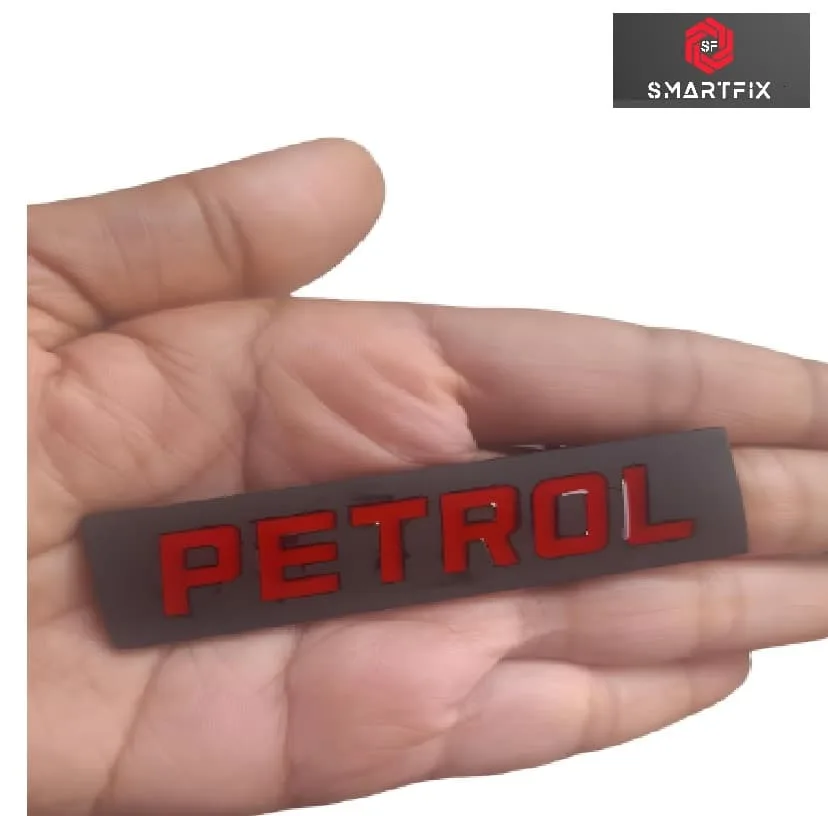 Petrol Badge Car Monogram Sticker for Fuel Tank Metal Black (with Red Text) Universal for All Petrol Vehicles - Image 4