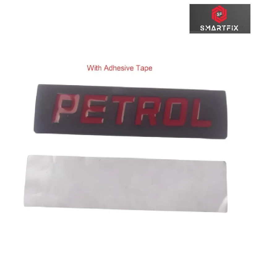 Petrol Badge Car Monogram Sticker for Fuel Tank Metal Black (with Red Text) Universal for All Petrol Vehicles - Image 2