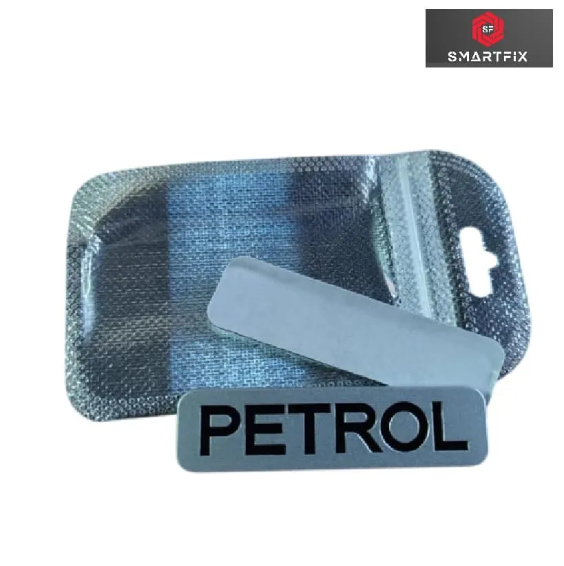 Petrol Premium Matte Finish 3D Metal Sticker Emblem Badge for Car & Bike | Matte Silver with Black Text, Self-Adhesive, Easy Installation, Eye Catching, Durable, Universal, Pack of 1 - Image 2