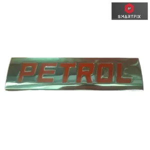 Petrol Badge Car Monogram Sticker for Fuel Tank Metal Silver with Red Text