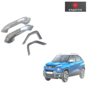 Tata Punch 2021 Catch Cover Door Handle Cover/Protector, Chrome Finish, Silver, ABS Material, Set of 4 pcs