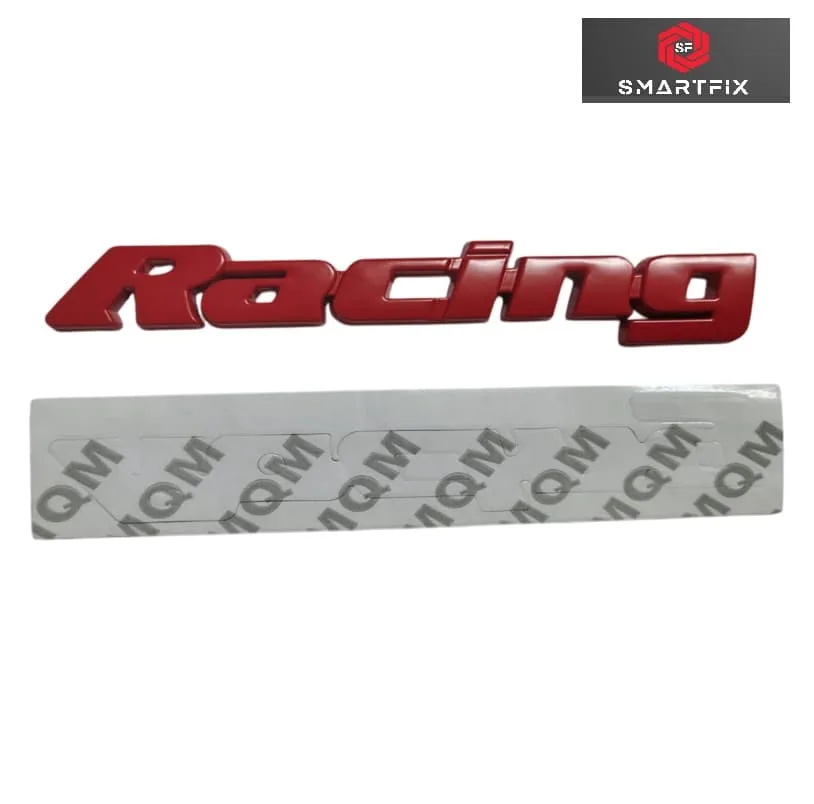 Racing 3D Metal Logo Badge Sticker for Cars and Bikes, Universal, Red, 13x2x0.5 cm, Pack of 1, Chrome, with Adhesive - Image 7