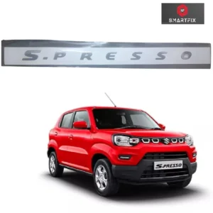 Spresso 3D Letters Alphabets Spresso Car Exterior Accessories 3D Bonnet Letters Chrome, Silver, Compatible for Maruti Suzuki S.Presso (Pack of 1)