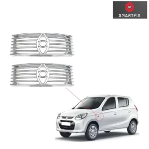 Car Side Lamp/Indicator Chrome Jali Frame Grill Cover, Silver Color, Set of 2 Pcs