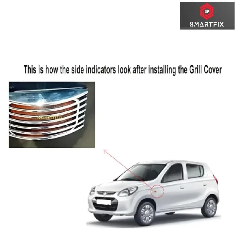 Car Side Lamp/Indicator Chrome Jali Frame Grill Cover, Silver Color, Set of 2 Pcs - Image 3