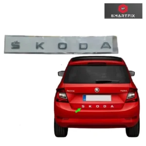 Skoda 3D Chrome Bonnet Letter Alphabets Names, Car Exterior Accessories, Car Monogram Logo, Pack of 1, Silver