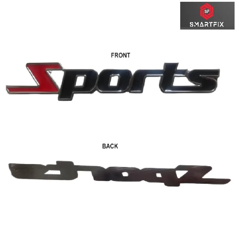 Sports Badge Car Monogram Logo Sticker Emblem for Car,13.5x1.8x0.3 CM Universal, Car Exterior Accessories, Logo for All Cars, Metal(Red/Black) - Image 2