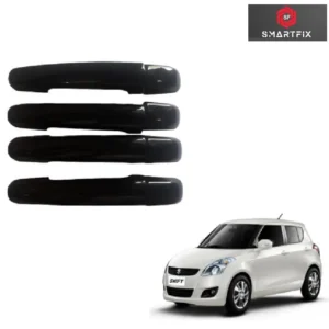 Maruti Suzuki Swift 2009-17 Catch Cover,Door Handle Cover/Protector, Chrome Finish, Black Color, ABS Material, with Adhesive, Set of 4 Pcs