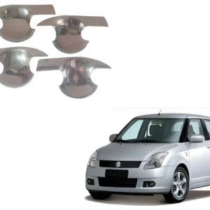 Finger Bowl for Maruti Suzuki Swift 2009 Model, Finger Bowl Cover/Guard, Finger Grip, Chrome Finish, ABS Material, Silver, 1 Set of 4Pcs