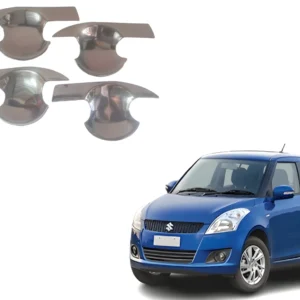 Finger Bowl for Maruti Suzuki Swift 2015 Model, Finger Bowl Cover/Guard, Finger Grip, Chrome Finish, ABS Material, Silver, 1 Set of 4Pcs