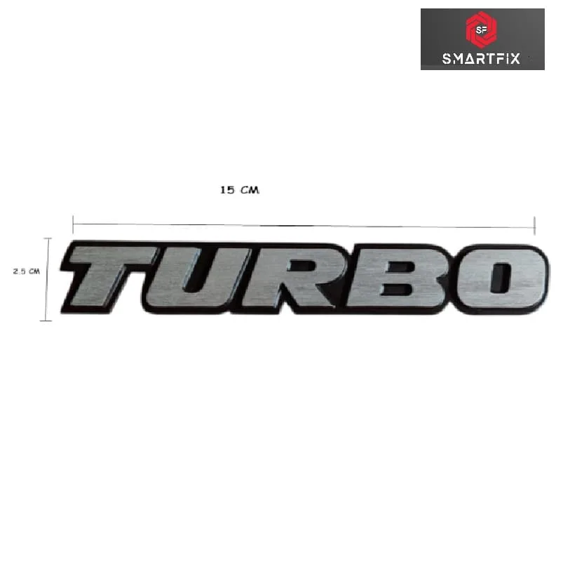 Turbo 3D Metal Emblem Sticker Logo Badge, Black and Silver, 15X2.5X0.2 CM, Universal, Chrome with Adhesive, Stylish Look, Pack of 1 - Image 4